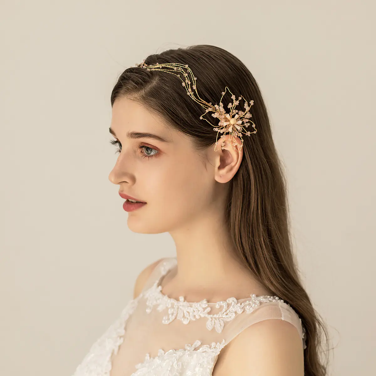 Unique Handmade Colorful Porcelain Bead Bridal Headband - Image 4