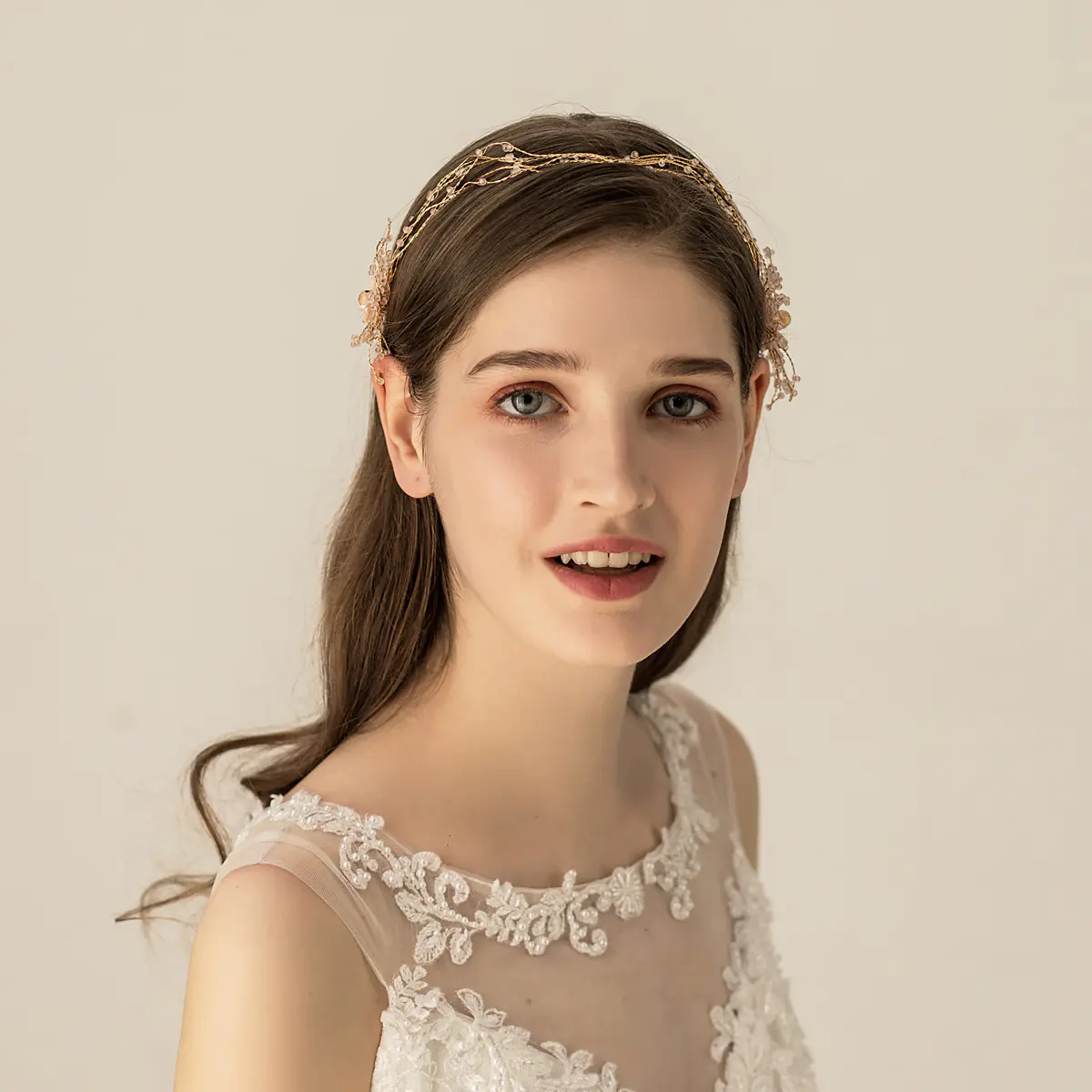 Unique Handmade Colorful Porcelain Bead Bridal Headband - Image 5