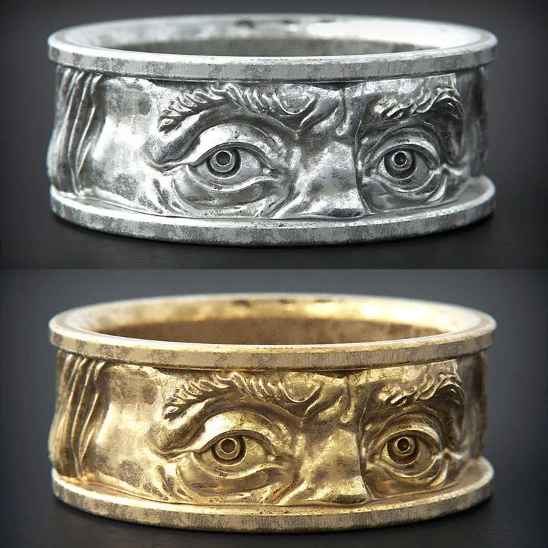Vintage Alloy Dual-Eye Engraved Ring for Men and Women - Image 7