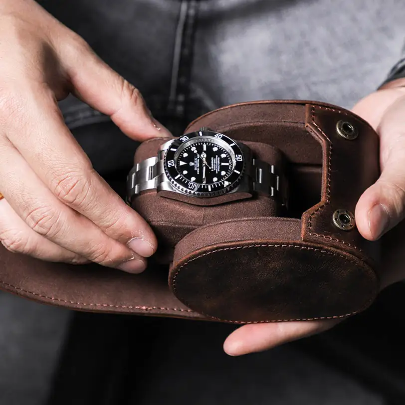 Vintage Leather Watch Roll - Image 6