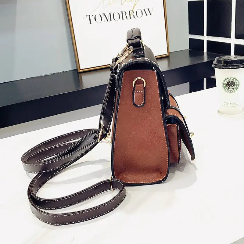 Vintage Paneled PU Leather Women Backpack - Image 5
