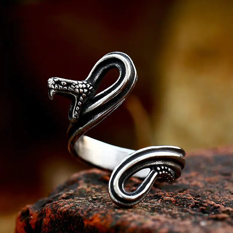 Vintage Stainless Steel Snake Ring - Image 7