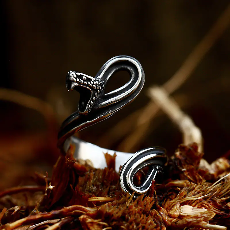 Vintage Stainless Steel Snake Ring - Image 8