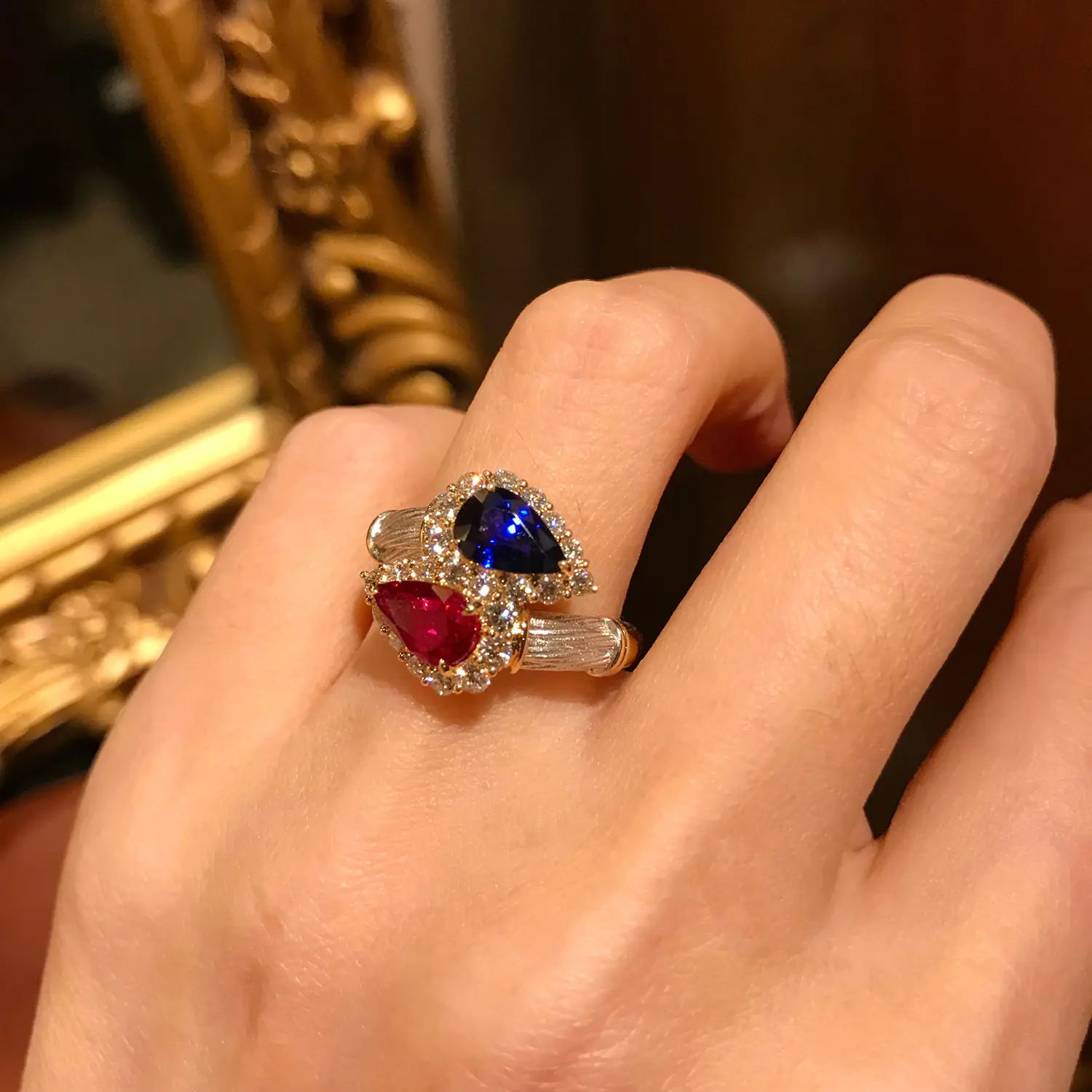 Vintage Two-tone Brushed Ring - Image 2