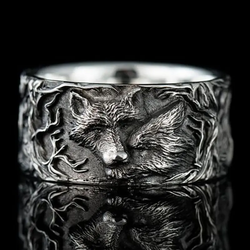 Vintage Wolf Pattern Alloy Ring for Men and Women