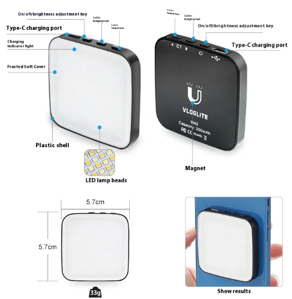 W42 Mini Magnetic Mobile Phone Fill-in Light for Live Shooting - Image 6