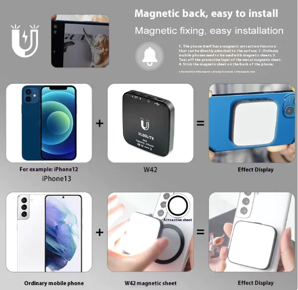 W42 Mini Magnetic Mobile Phone Fill-in Light for Live Shooting - Image 7