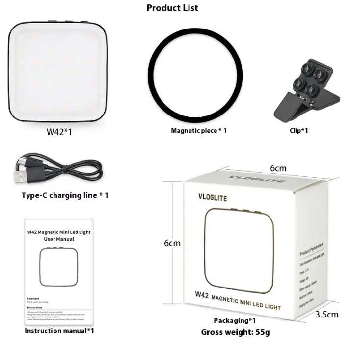 W42 Mini Magnetic Mobile Phone Fill-in Light for Live Shooting - Image 8