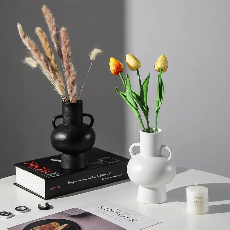 White Black Ceramic Vases - Image 5