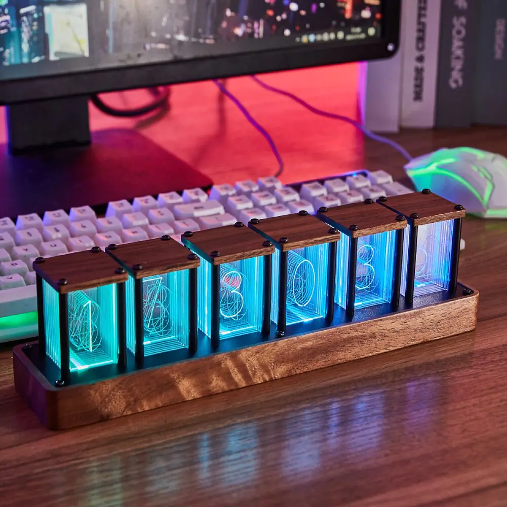 WiFi RGB Nixie Glow Tube Clock LED Digital Table Ornament - Image 2