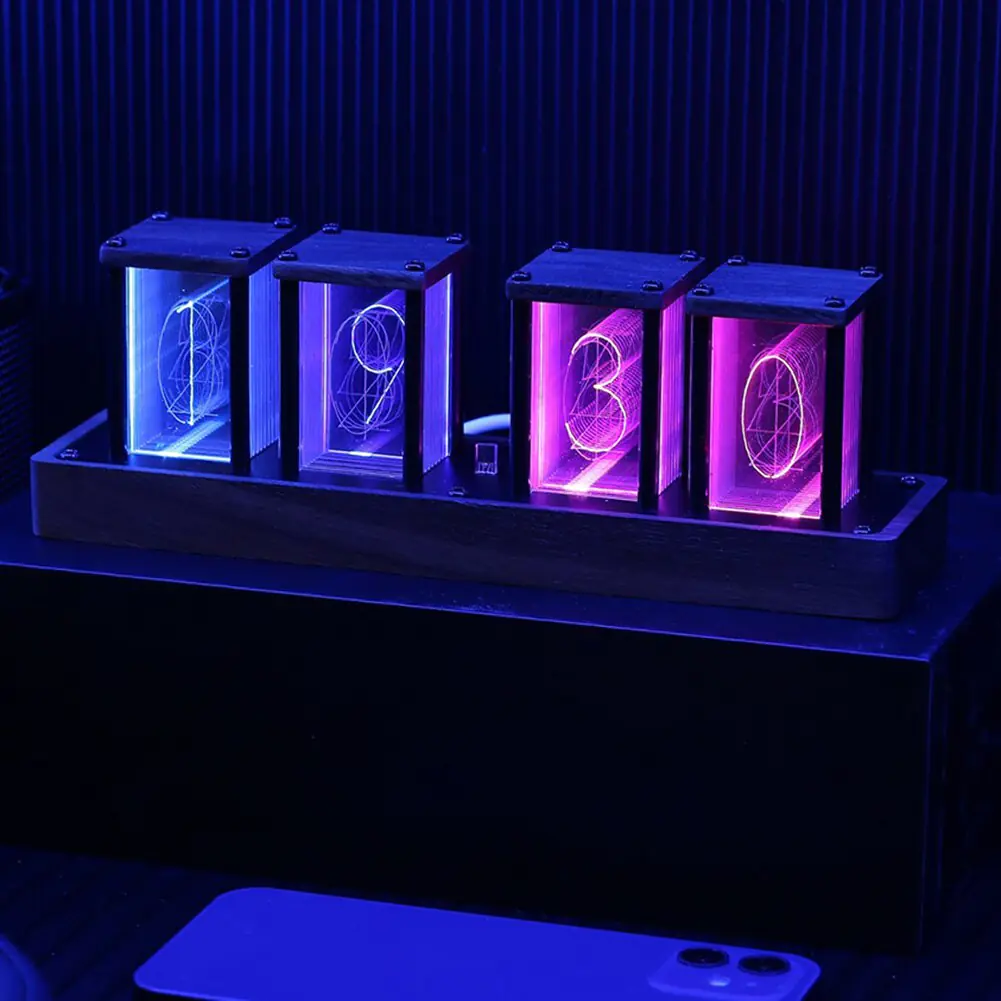 WiFi RGB Nixie Glow Tube Clock LED Digital Table Ornament - Image 3