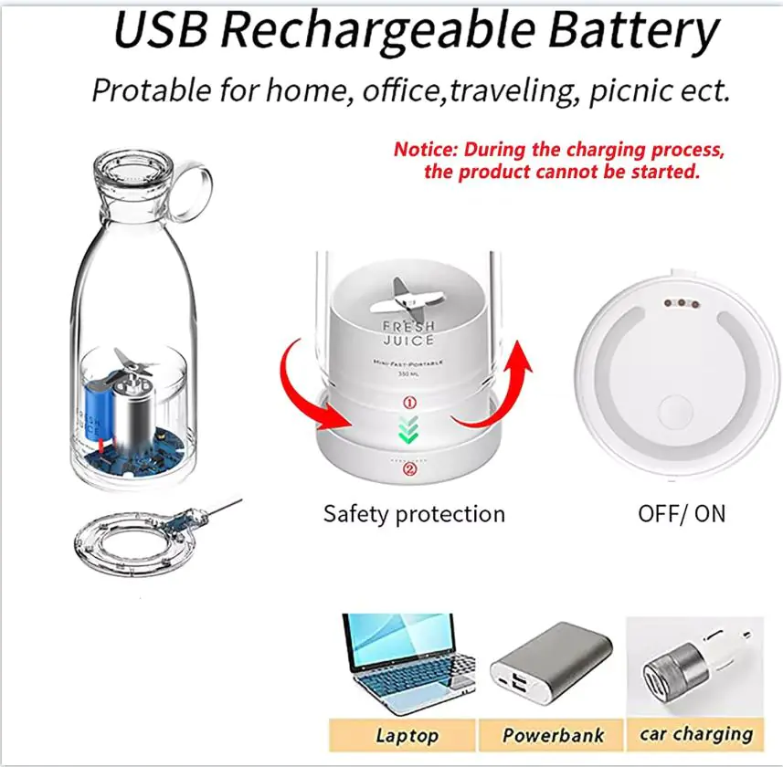 Wireless Charging Mini Blender: Fruit Mixer - Image 6