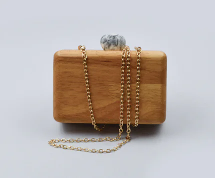 Women's Fashion Solid Color Wooden Clutch Bag