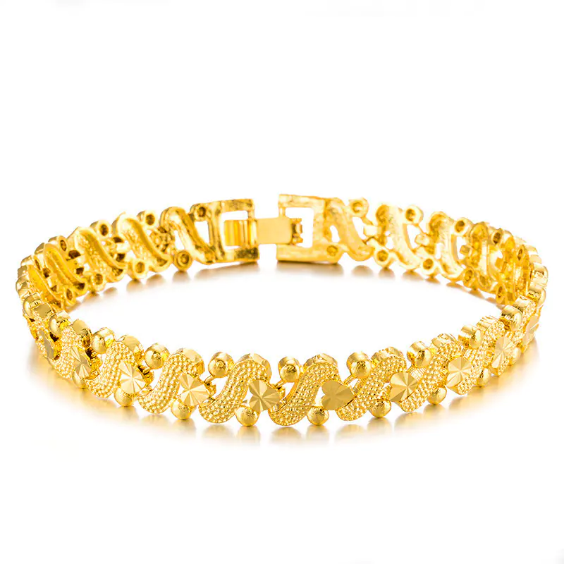 Women's Heart-Shaped Ethnic Flower 18K Gold Bracelet - Image 2