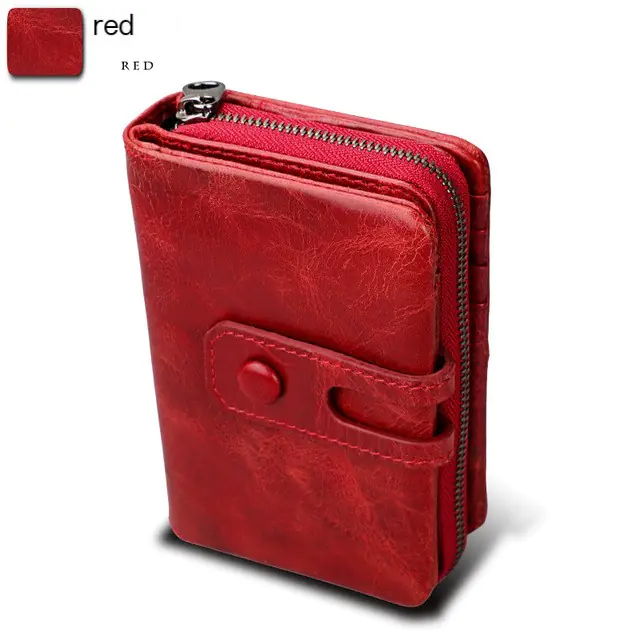 Women's Leather Zipper Short Wallet and Money Bag