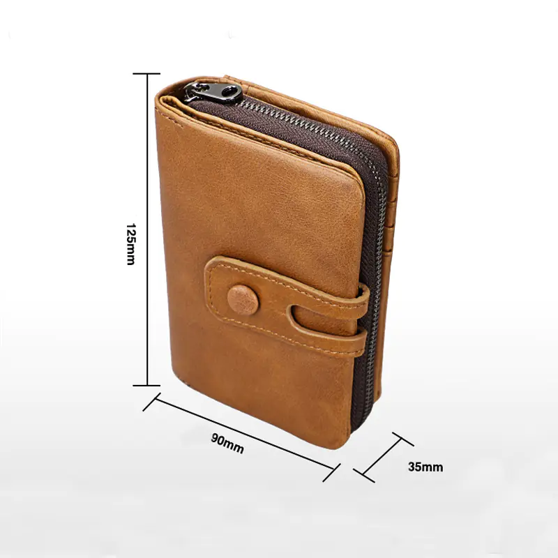 Women's Leather Zipper Short Wallet and Money Bag - Image 3