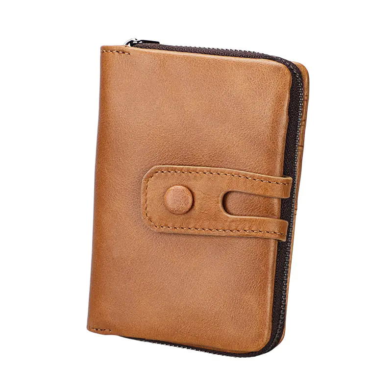 Women's Leather Zipper Short Wallet and Money Bag - Image 4