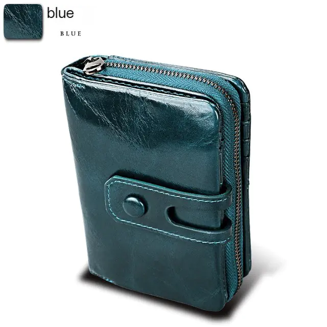 Women's Leather Zipper Short Wallet and Money Bag - Image 7