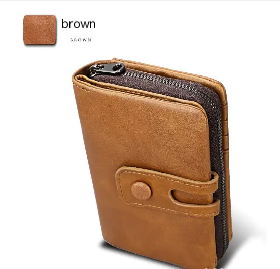 Women's Leather Zipper Short Wallet and Money Bag - Image 8