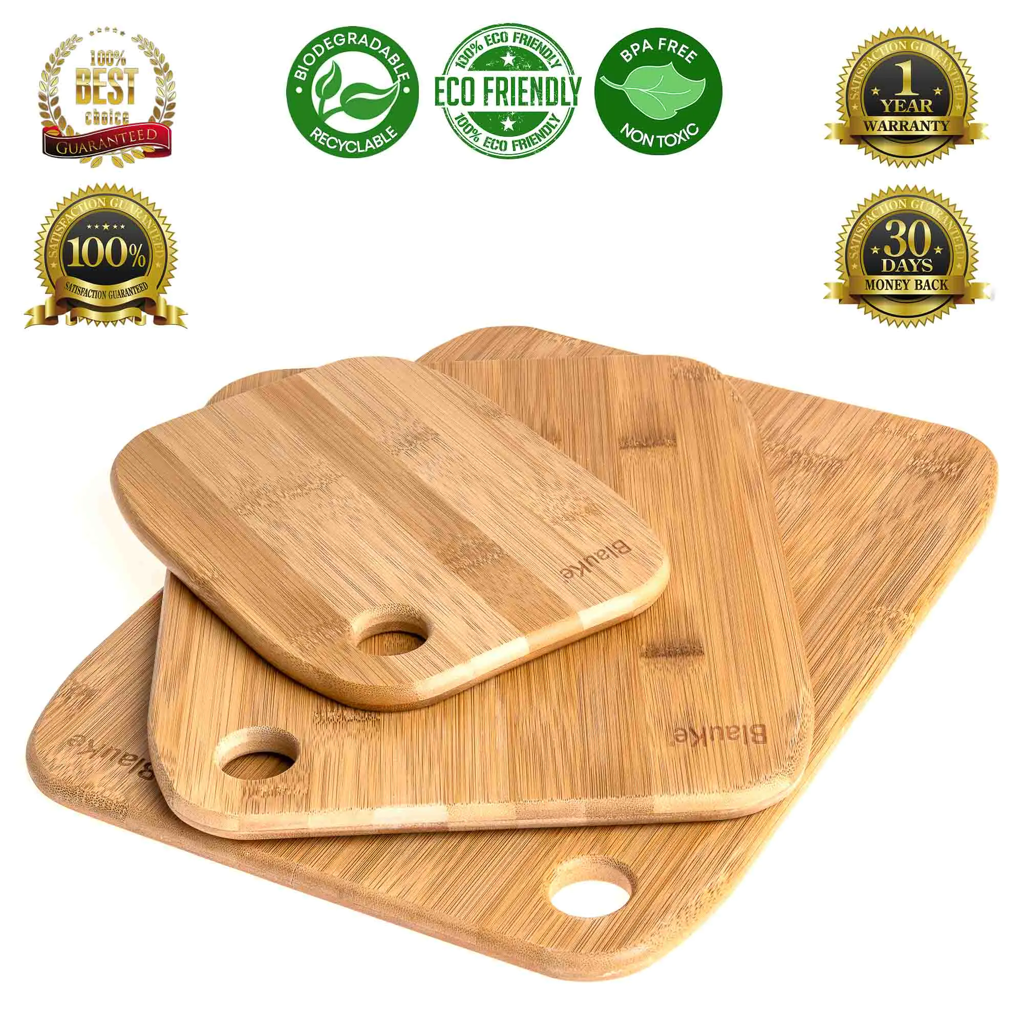 Wooden Cutting Boards for Kitchen - Bamboo Chopping Board Set of 3 - Image 2