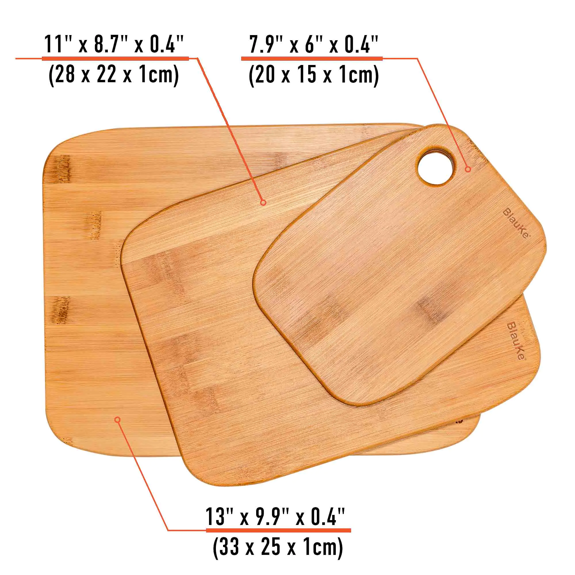 Wooden Cutting Boards for Kitchen - Bamboo Chopping Board Set of 3 - Image 3