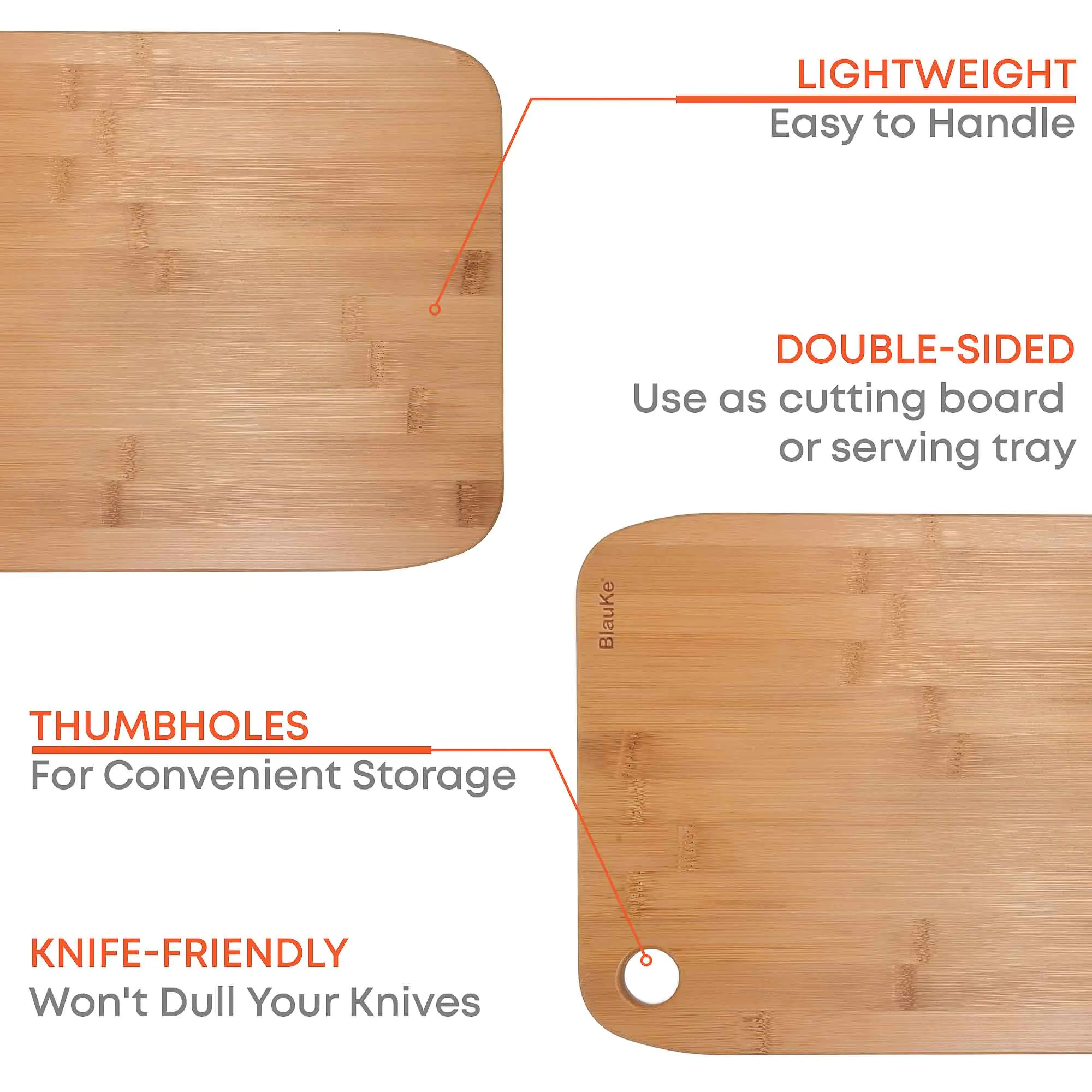 Wooden Cutting Boards for Kitchen - Bamboo Chopping Board Set of 3 - Image 7