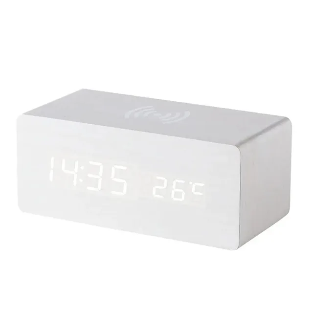 Wooden Digital Alarm Clock With Wireless Charging - Image 10