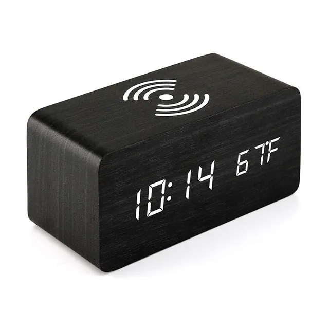 Wooden Digital Alarm Clock With Wireless Charging - Image 11