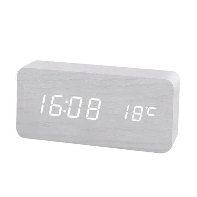 Wooden Digital Alarm Clock With Wireless Charging - Image 12