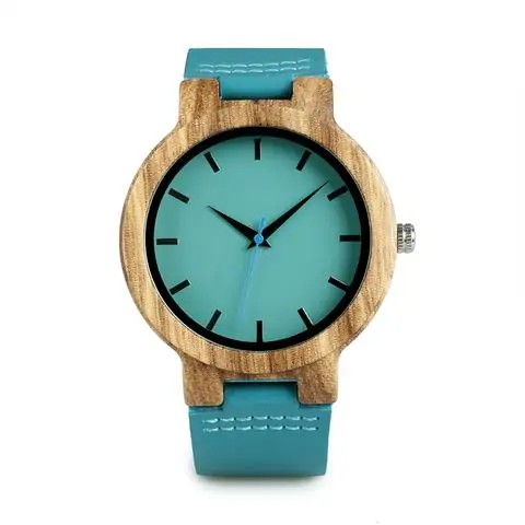 Wooden Quartz Leather Strap Wristwatch - Image 3