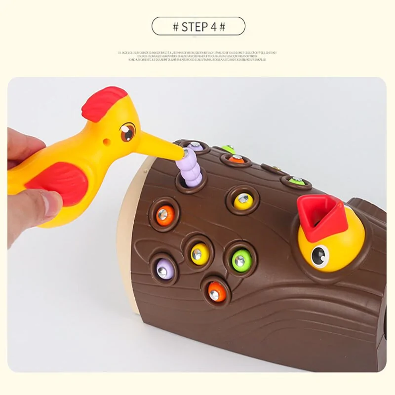 Woodpecker Worm Catching Game: Magnetic Family Fun and Educational Toy Set for Kids - Image 5