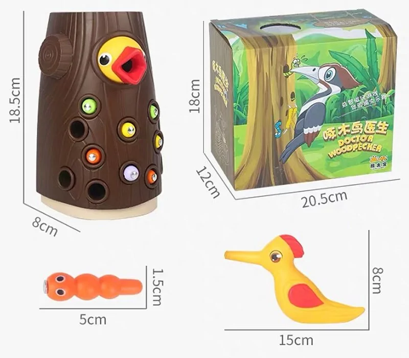 Woodpecker Worm Catching Game: Magnetic Family Fun and Educational Toy Set for Kids - Image 6