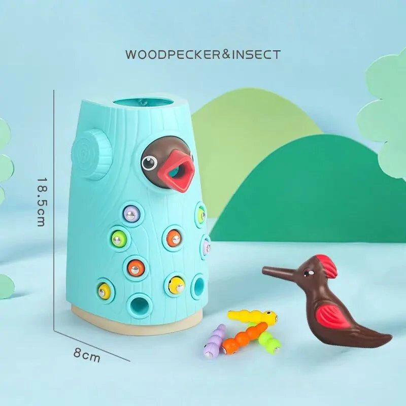 Woodpecker Worm Catching Game: Magnetic Family Fun and Educational Toy Set for Kids - Image 7