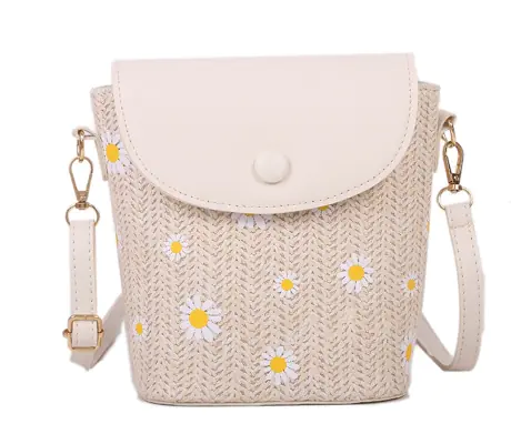 Woven Women's Shoulder Crossbody Bag with Acrylic Chain - Image 3